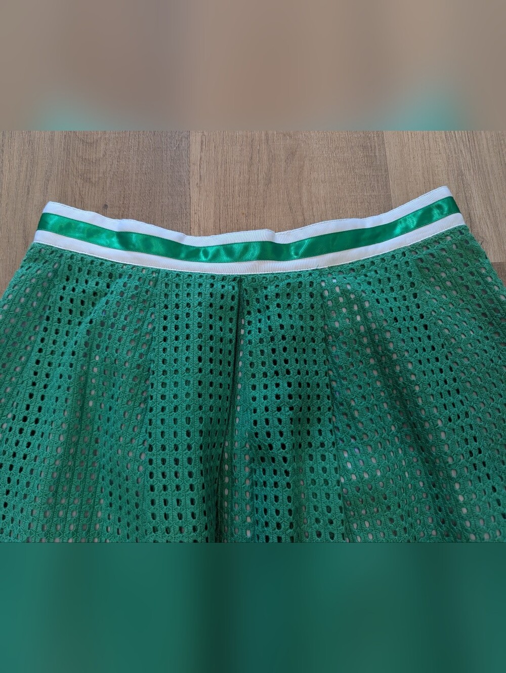 Mario Serrani Green Eyelet Circle Skirt with Striped Waist - Picture 3 of 7